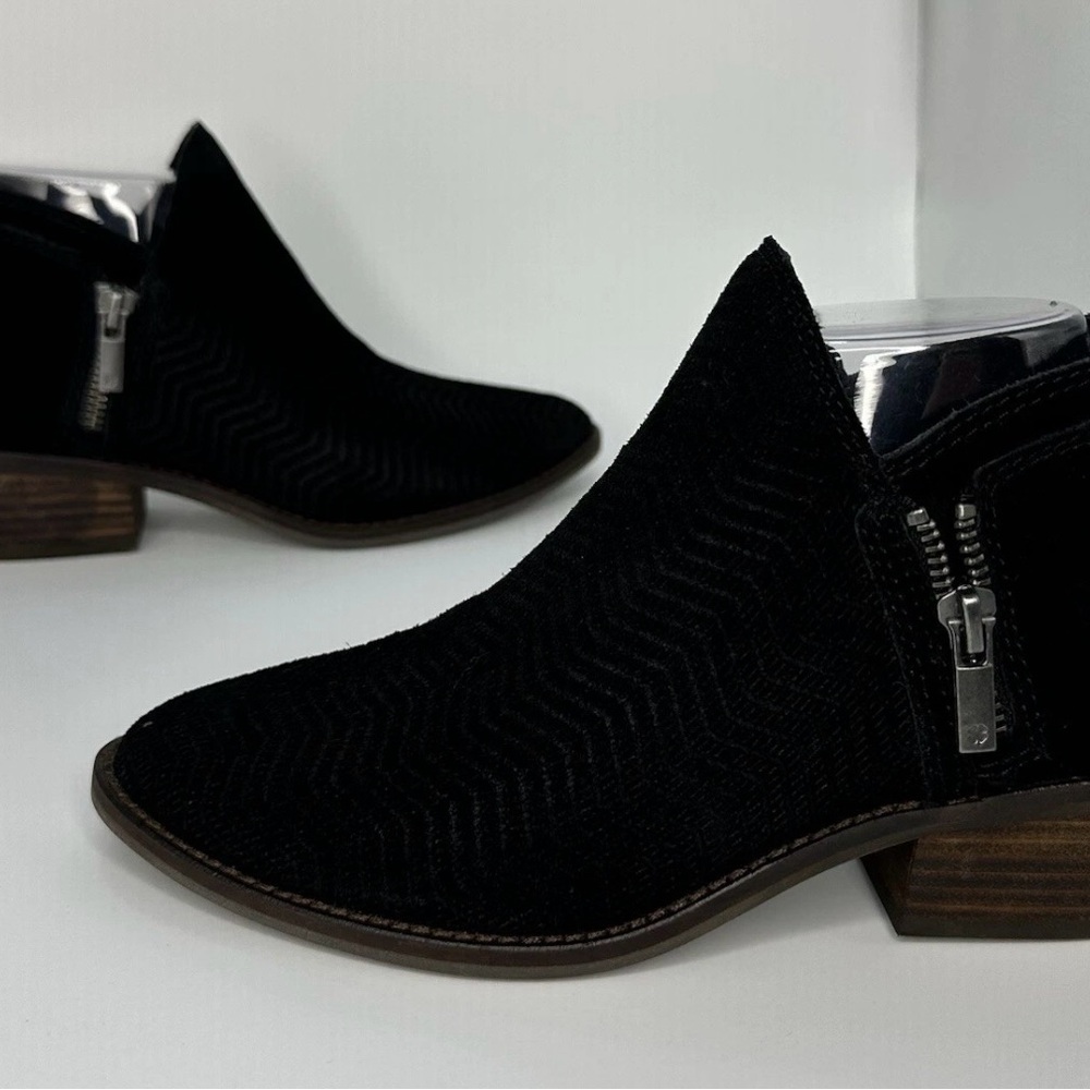 Lucky Brand Black Ankle Booties with Chevron Texture